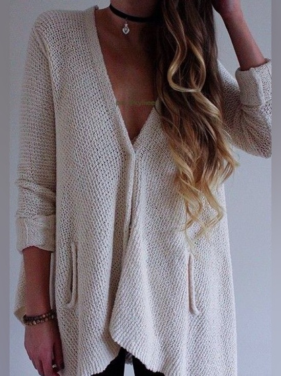 Free People Sweaters - Free People Baja Circle Back Shark Hem Cardigan Cream Snap Front Size Large